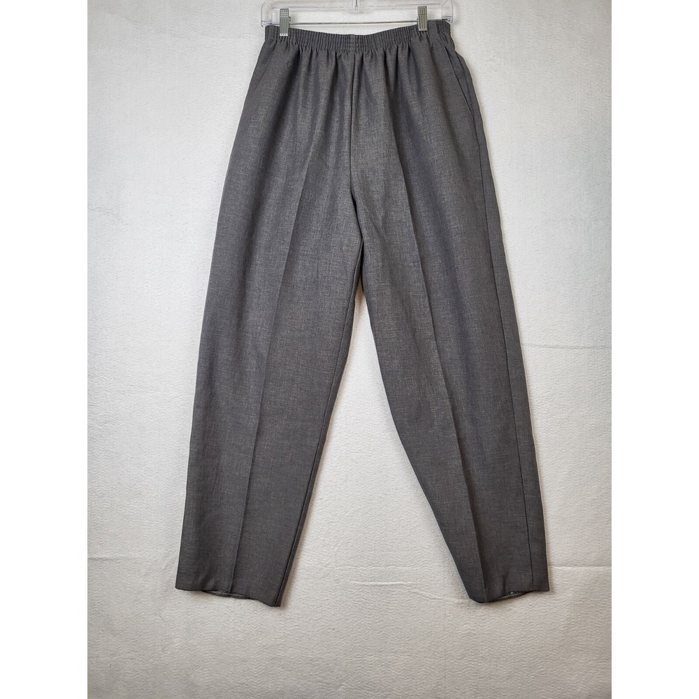 ALFRED DUNNER HEATHER GREY ELASTIC WAIST PANTS SLACKS FRONT POCKETS SIZE 16